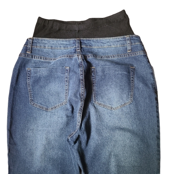 NWT Boohoo Blue maternity Sz.12 Thea over the bump jeans denimcore comfortcore - Picture 4 of 12